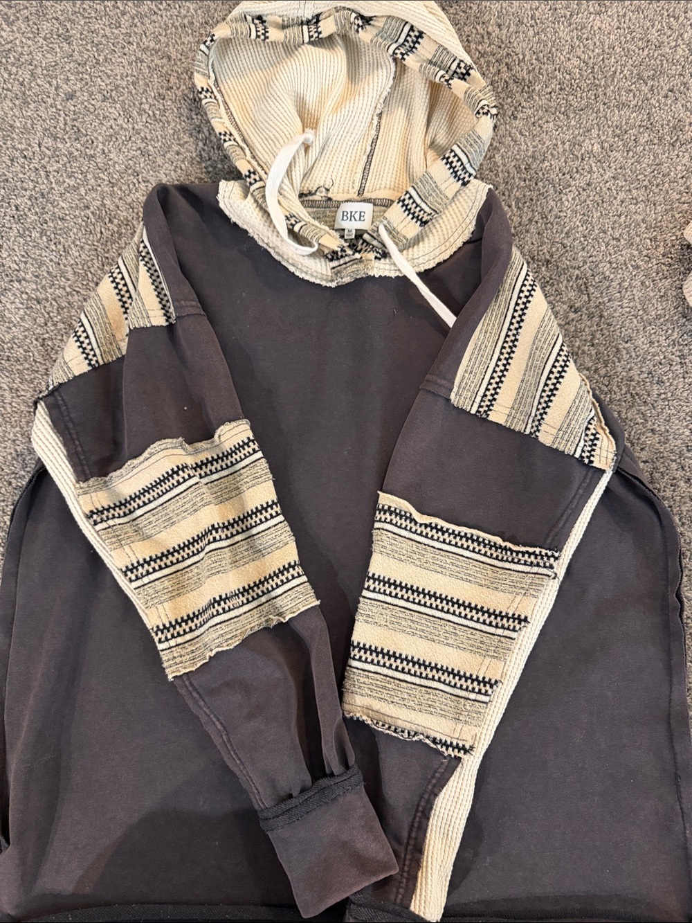 BKE women’s Black and Cream Hooded Sweater